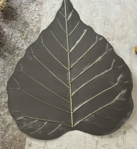 Lá Bồ Đề Inox Gân Lá Bằng Đồng Vàng