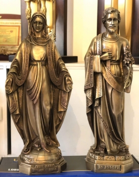 Tượng Đức Mẹ Maria Và Thánh Juse Cao 40cm Đồng Vàng