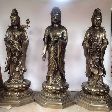 Đúc tượng tam thế Phật bằng đồng | Biểu tượng Phật Giáo