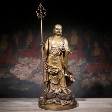 Tìm hiểu tượng Địa Tặng Vương Bồ Tát bằng đồng đứng