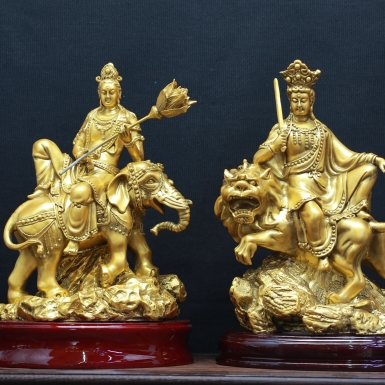 Tượng đồng Văn Thù Phổ Hiền: Sự hòa quyện của nghệ thuật và Phật giáo