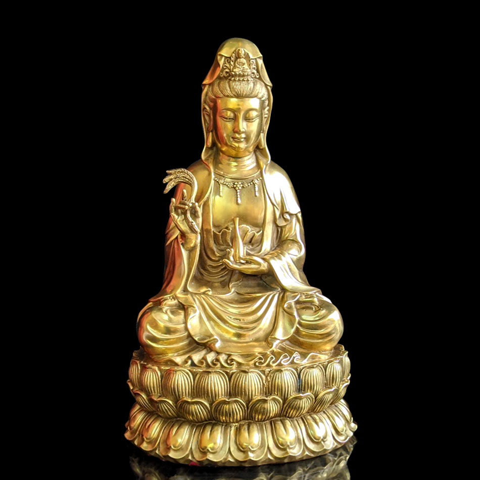 Tượng Quan Âm ngồi đài sen bằng đồng